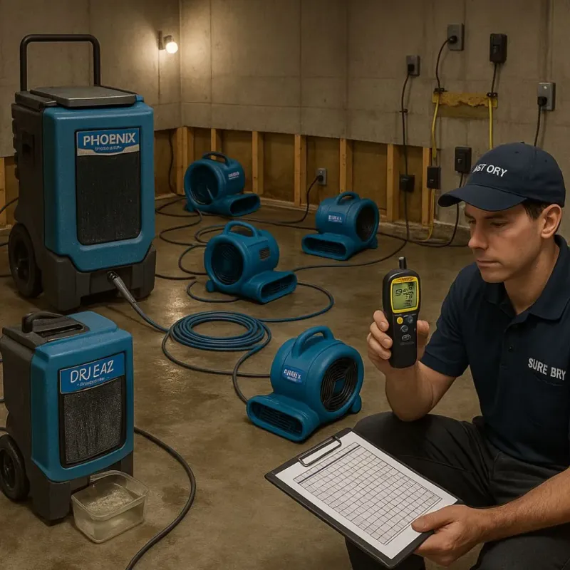 Structural Drying and Dehumidification process in Olivarez, TX